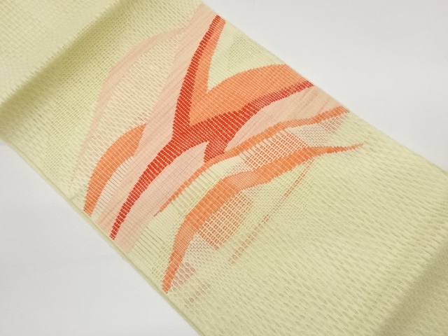 JAPANESE KIMONO / ABSTRACT CURVED PATTERN ORIGIDASHI NAGOYA OBI